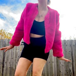 Hot pink Faux fur coat